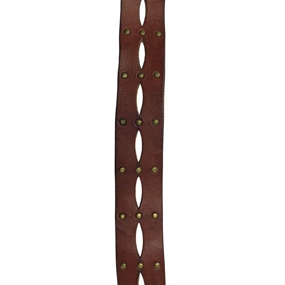 AEO Genuine Leather Brown‎ Belt M Perforated Studded Boho Country Cowgirl